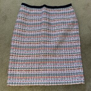 TALBOTS PLUS SIZE MULTI-COLOR TWEED PENCIL SKIRT W/METALLIC‎ THREAD DETAIL SZ 14